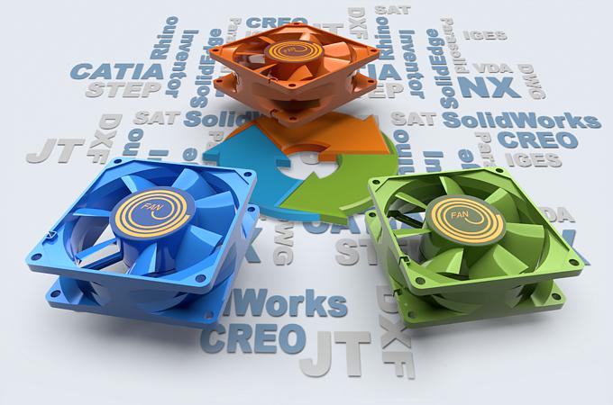 3D-Tool CAD interfaces for converting CATIA, Siemens NX, SolidWorks, CREO, Inventor, Rhino, JT and STEP