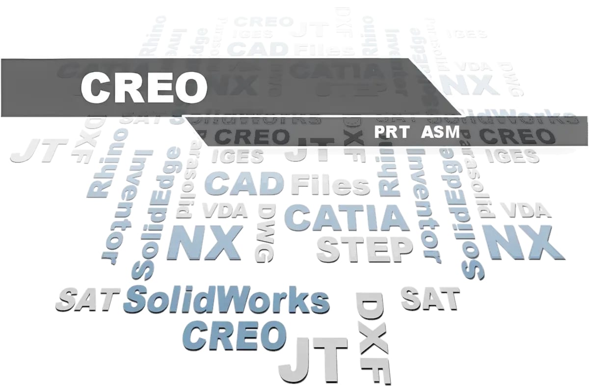 PTC Creo viewer - 3D-Tool opens Creo PRT and ASM files alongside CATIA, SolidWorks, Designcenter (NX), and STEP