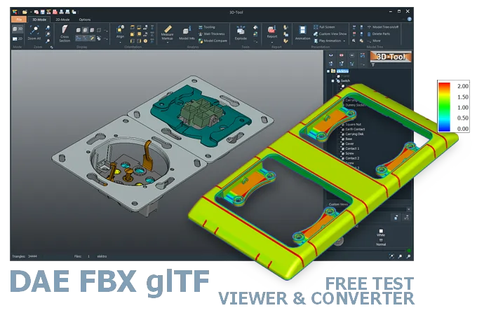 3D-Tool: open DAE, FBX, and glTF/GLB files - view, measure, and analyze Collada, Filmbox, and glTF 2.0 models