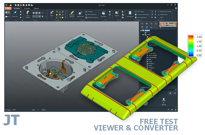3D-Tool: open and convert JT files to STEP, IGES, or STL - measure and analyze Jupiter Tessellation models