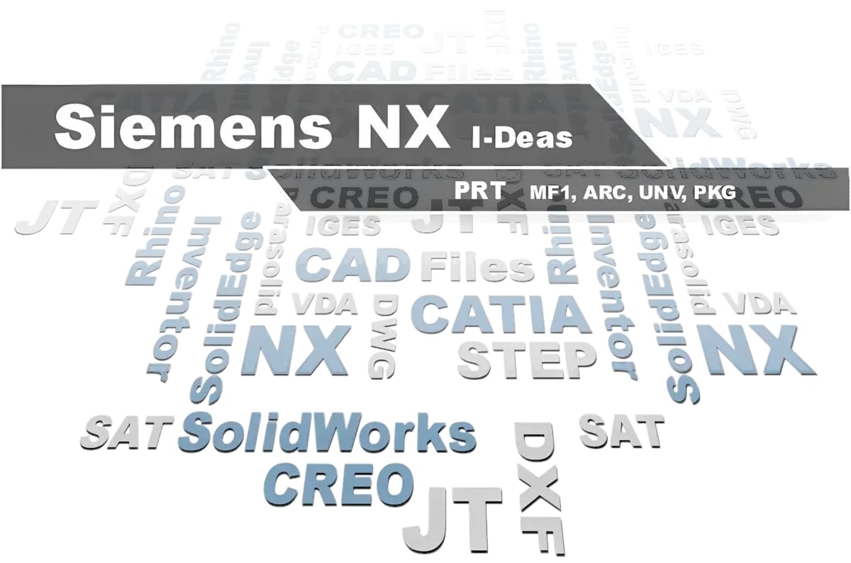 Viewer for Designcenter (NX) - 3D-Tool opens PRT and I-DEAS MF1 files alongside CATIA, STEP, and SolidWorks