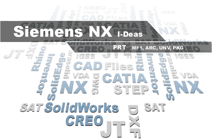 Siemens NX viewer - 3D-Tool opens NX PRT and I-DEAS MF1 files alongside CATIA, STEP, and SolidWorks