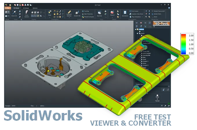 3D-Tool: open and convert SolidWorks SLDPRT and SLDASM files - measure and analyze SolidWorks models