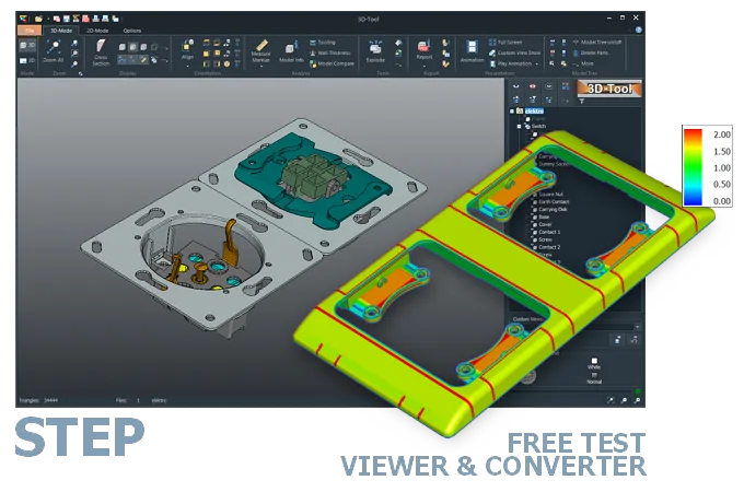 3D-Tool: open and convert STEP AP203, AP214, and AP242 files - measure and analyze STEP models