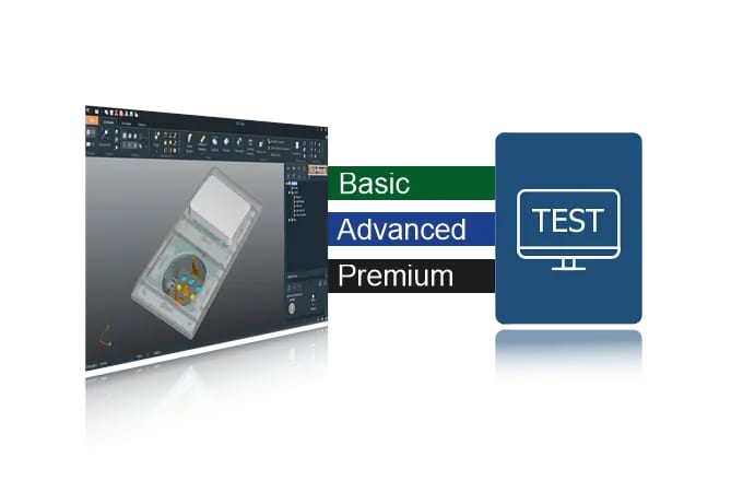 3D-Tool test screen with pricing tiers labeled Basic, Advanced, and Premium.