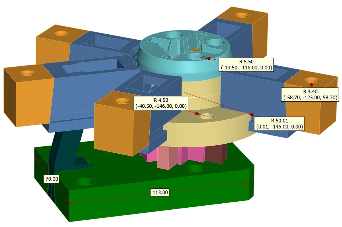 Automotive component with dimensions checked directly on the CAD model