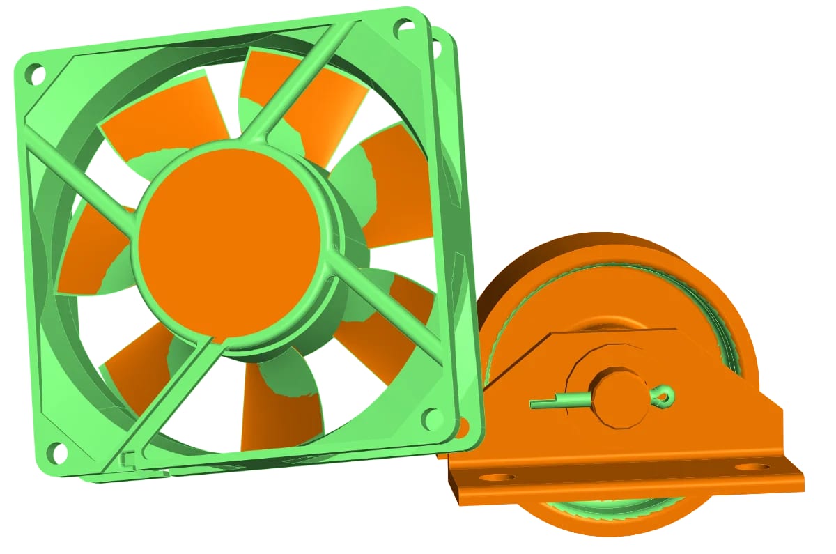 Color-coded comparison of two automotive component revisions