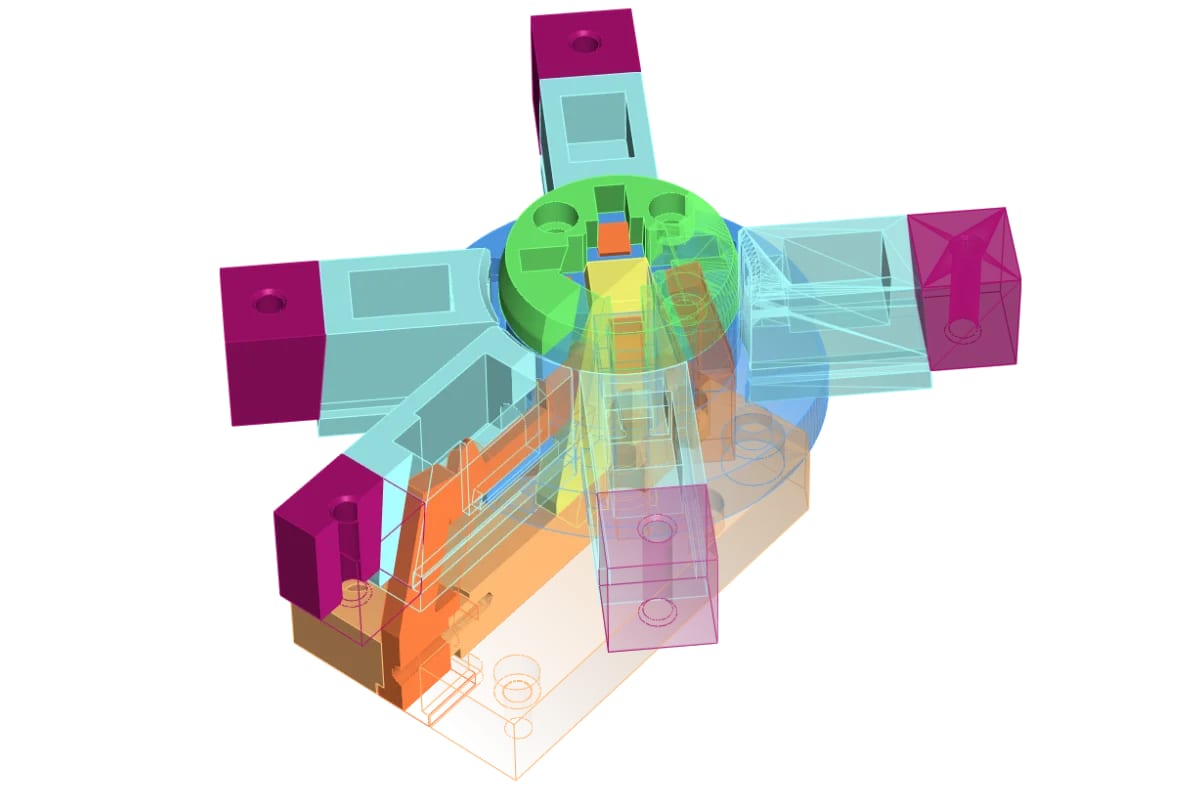 Cross section through a compact technical device assembly