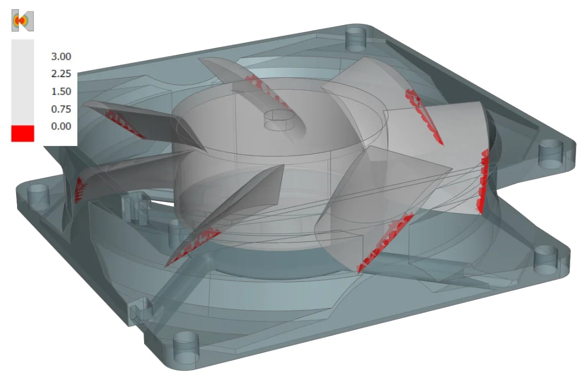Collision check between components in a mechanical assembly