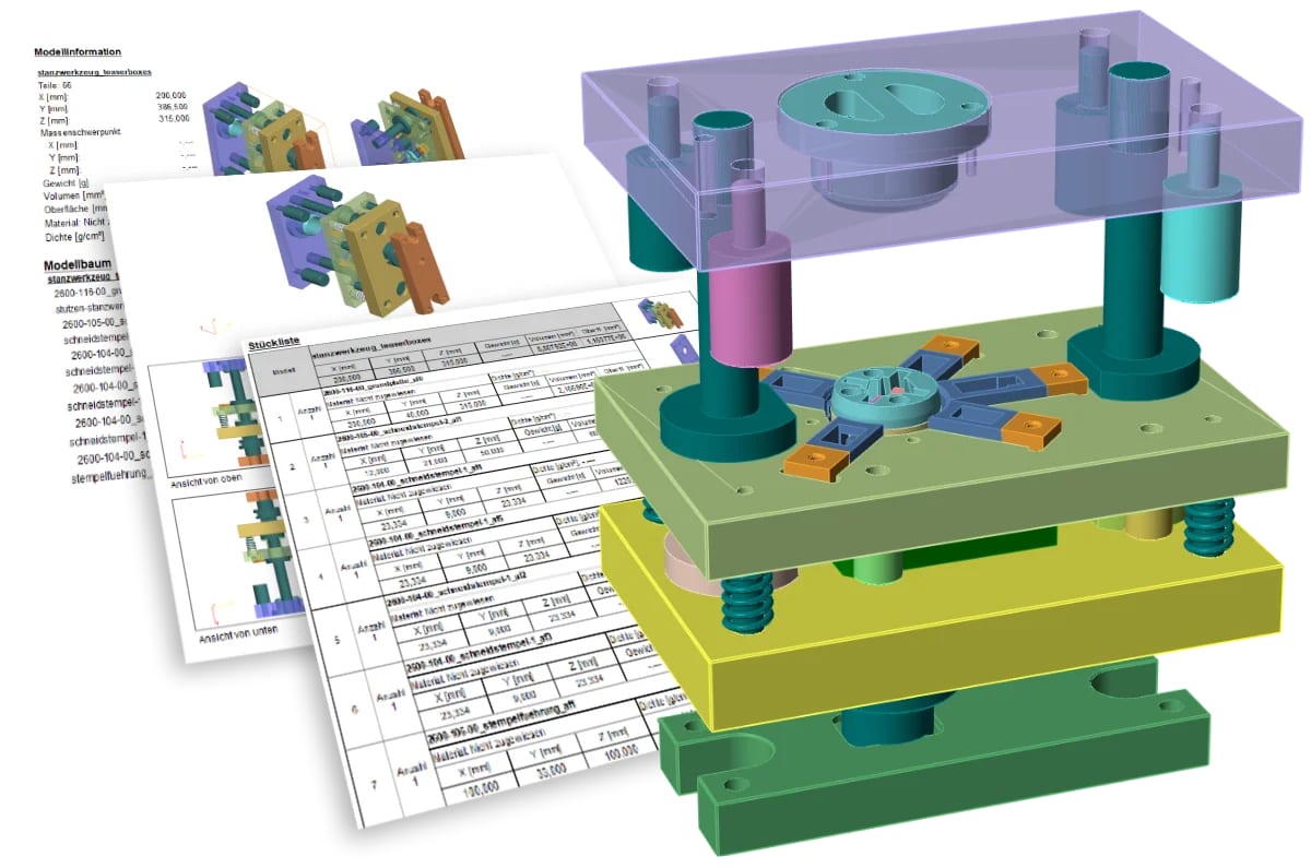 Mechanical assembly with dimensions and annotations for documentation