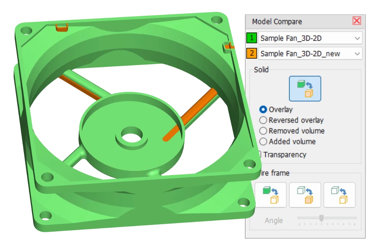 Comparison of a prototype model with an updated CAD revision