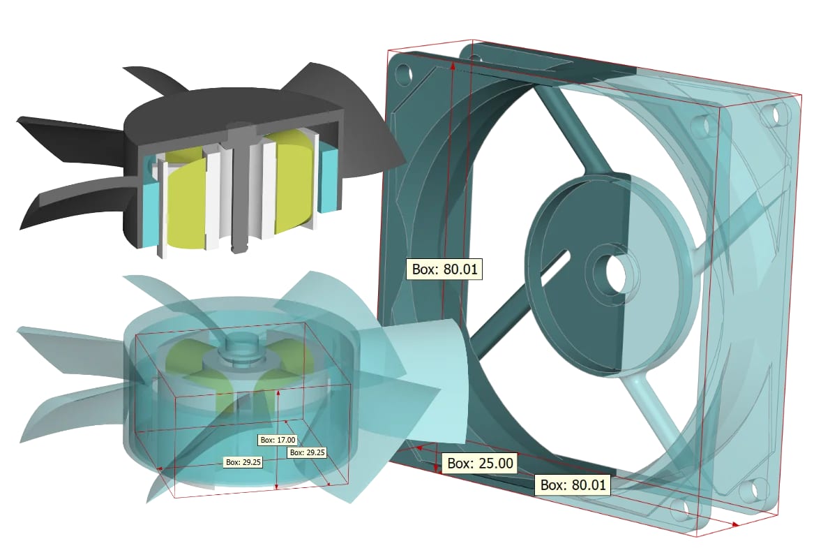 Exploded assembly with cross sections for production-oriented inspection