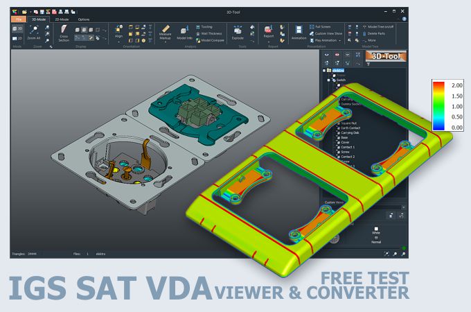 Screenshot of the 3D-Tool IGES VDA SAT viewer and converter