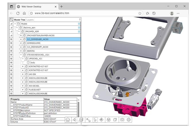 The 3D Tool Converter creates 3D visualization files, including 3D PDF, 3D HTML, FBX, Collada, 3MF and glTF