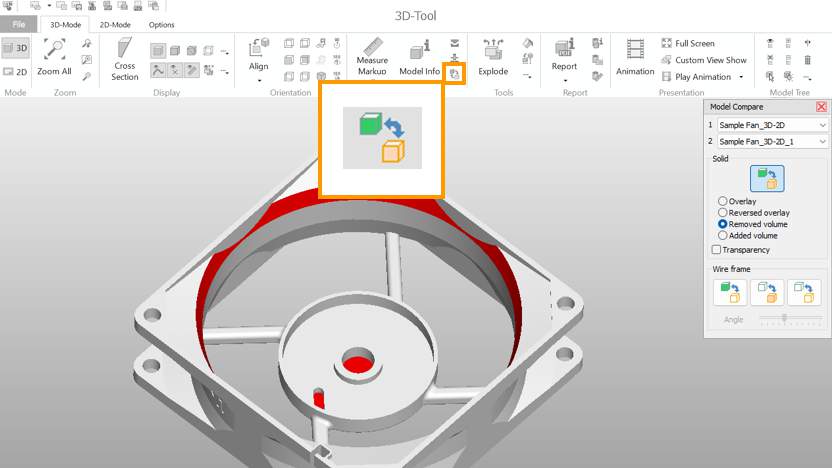 With the 3D-Tool Model Compare tool, differences between 3D CAD models become visible