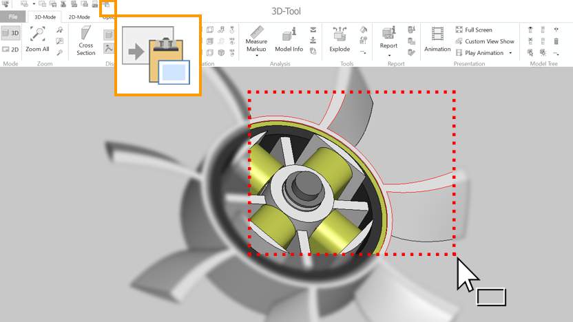 CAD viewer with integrated screenshot function