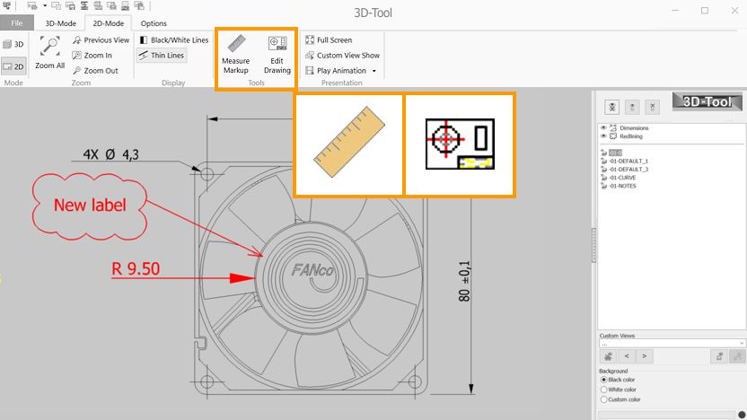 Open and measure DWG DXF CATDrawing and SLDDRW